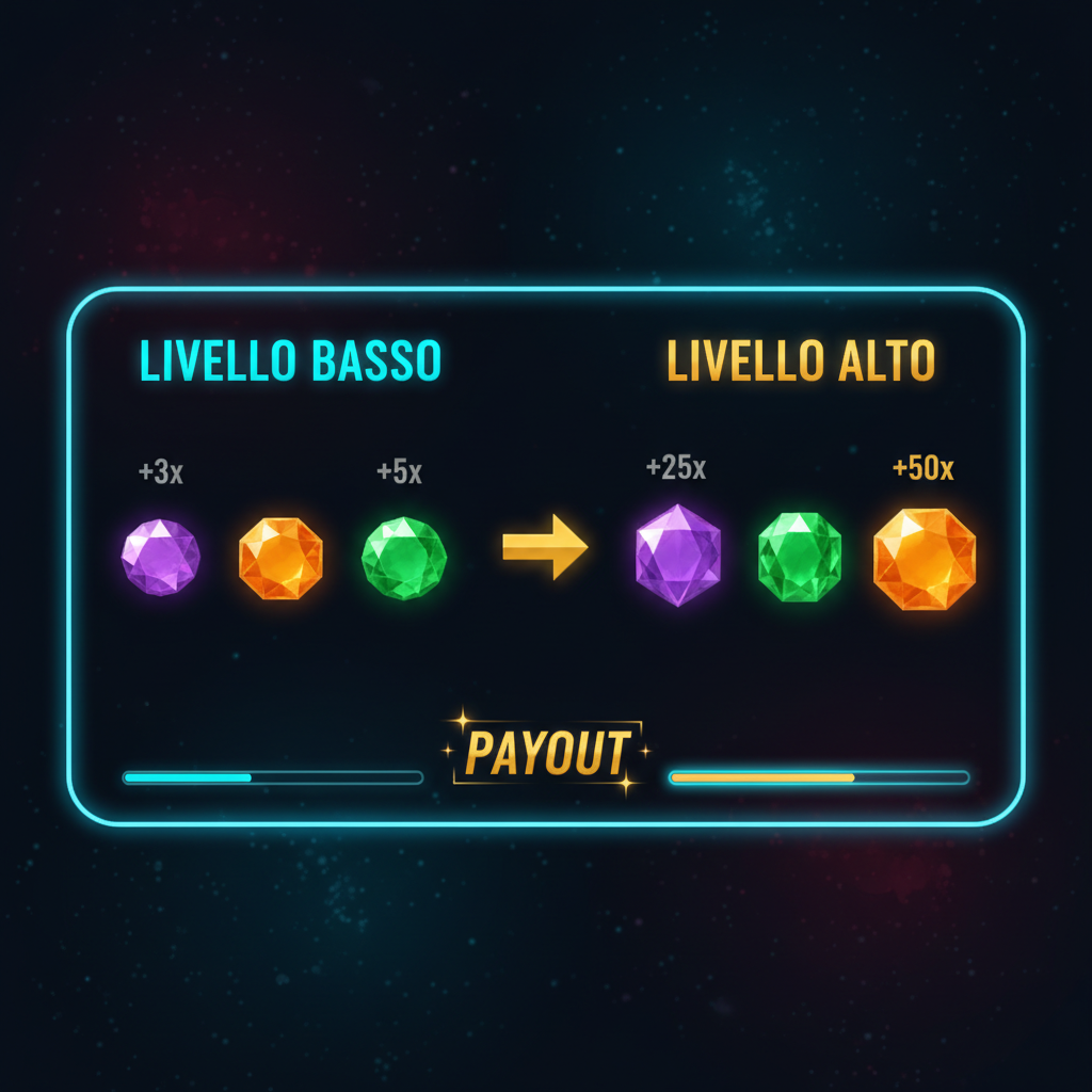 Differenza di payout tra livelli delle gemme in Pirots 4