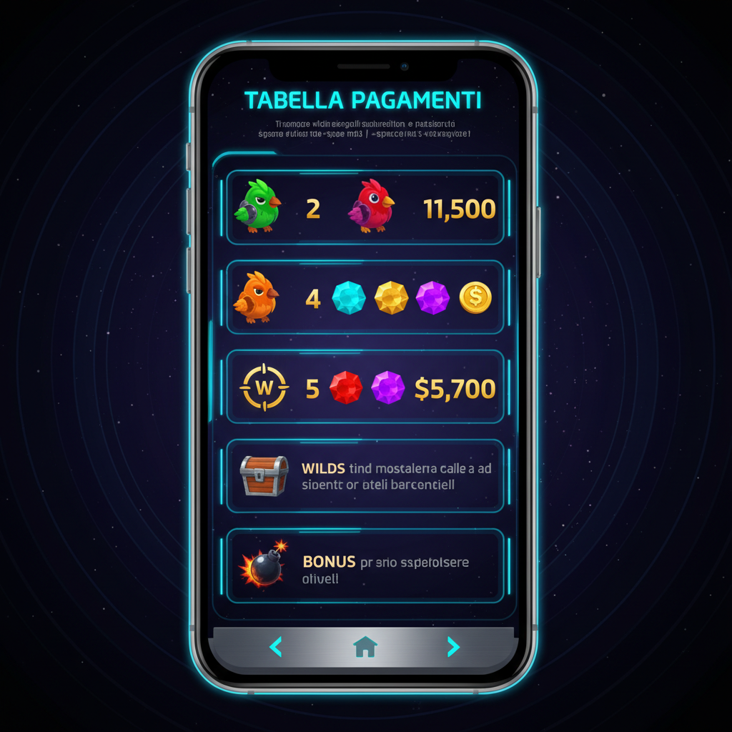 Pirots 4 — tabella pagamenti su mobile